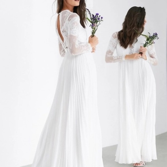 Coastal Cottage Western Coquette Lace keyhole back long sleeve Pleated Fit Flare - Picture 3 of 7